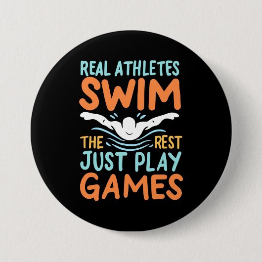 Real Athletes Swim Ronde Button 7,6 Cm (Voorkant)