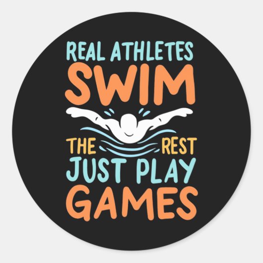 Real Athletes Swim Ronde Sticker (Voorkant)