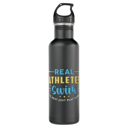 Real Athletes Swim Swimmer Swim Funny Waterfles (Voorkant)