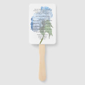 Real Blue Hydrangea Flowers Wedding Programme Handwaaier (Achterkant)
