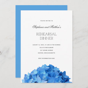Real Blue Hydrangea Rehearsal Dinner Invitation Kaart