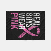 Real Boys Draag roze borstkanker Fleece Deken (Voorkant (Horizontaal))