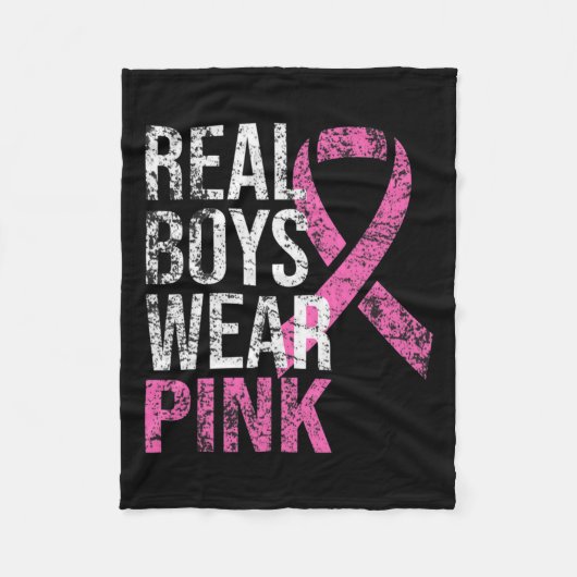 Real Boys Draag roze borstkanker Fleece Deken (Voorkant)