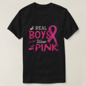 Real Boys Draag roze borstkanker T-shirt (Design voorkant)