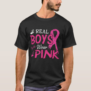 Real Boys Draag roze borstkanker T-shirt