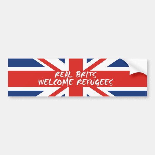 Real Brits Welcome Refugees Bumpersticker (Voorkant)