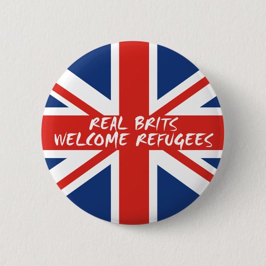 Real Brits Welcome Refugees Ronde Button 5,7 Cm (Voorkant)