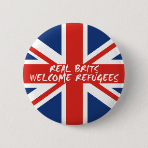 Real Brits Welcome Refugees Ronde Button 5,7 Cm
