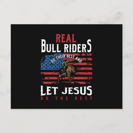Real Bull Riders USA Vlag Jesus Rodeo Cowboy Gift Briefkaart (Voorkant)
