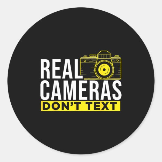 Real Cameras Don't Text Cool Photography  Ronde Sticker (Voorkant)