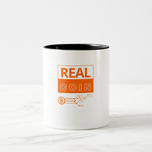 Real Coin Bitcoin Tweekleurige Koffiemok (Center)