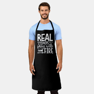Real Dads Play met Fire BBQ Large Black Apron Schort