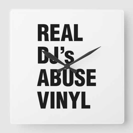 REAL DJ's ABUSE VINYL Vierkante Klok (Voorkant)