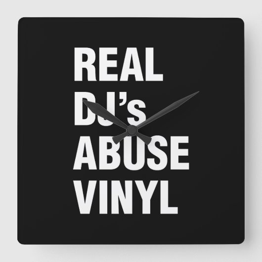 REAL DJ's ABUSE VINYL Vierkante Klok (Voorkant)