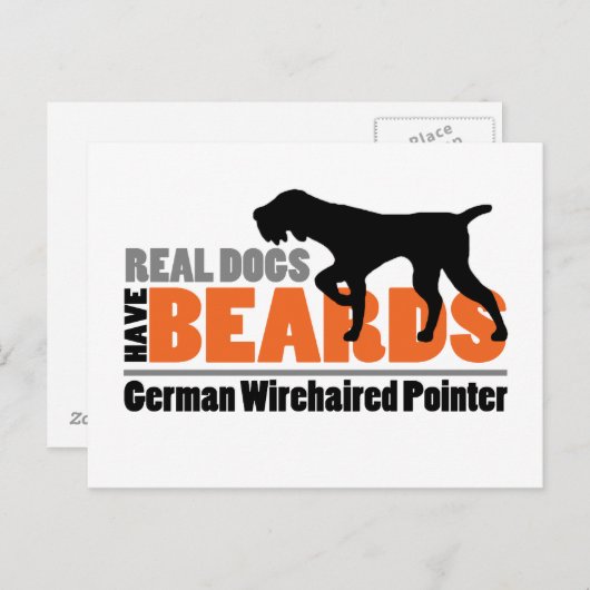 Real Dogs have Beards - German Wirehaered Pointer Briefkaart (Voorkant / Achterkant)