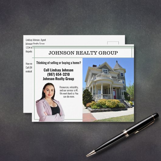 Real Estate Agency Direct Mail Modern Sage Green Briefkaart