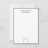 Real Estate Agent Black en White House Notitiekaartje (Voorkant)