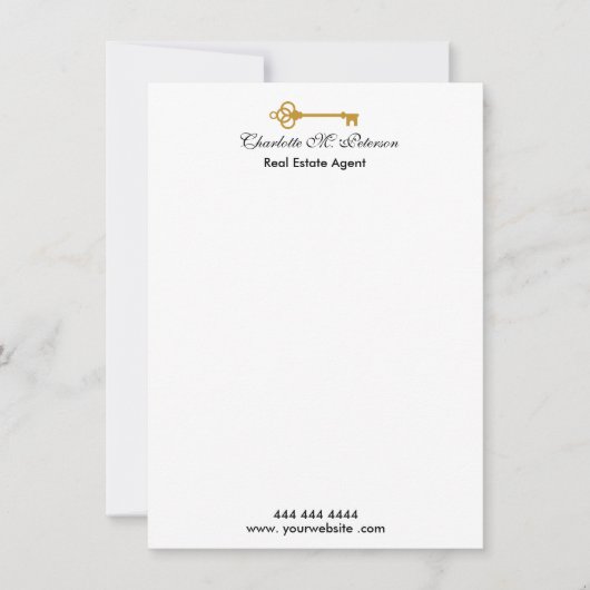 Real Estate Agent Black en White minimalist Notitiekaartje (Voorkant)