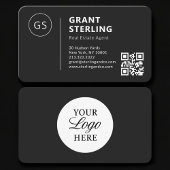 Real Estate Agent Black Logo QR Code Professional Visitekaartje