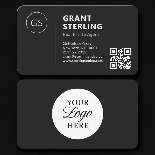 Real Estate Agent Black Logo QR Code Professional Visitekaartje