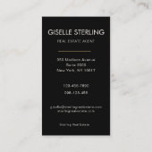 Real Estate Agent Black Professional Photo Visitekaartje (Achterkant)