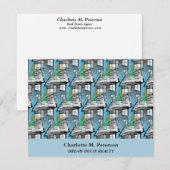 Real Estate Agent Blue House Patroon Bedankkaart (Voorkant / Achterkant)