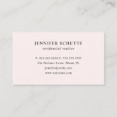 Real Estate Agent Blush Pink Gold Key Luxe Moderne Visitekaartje (Achterkant)
