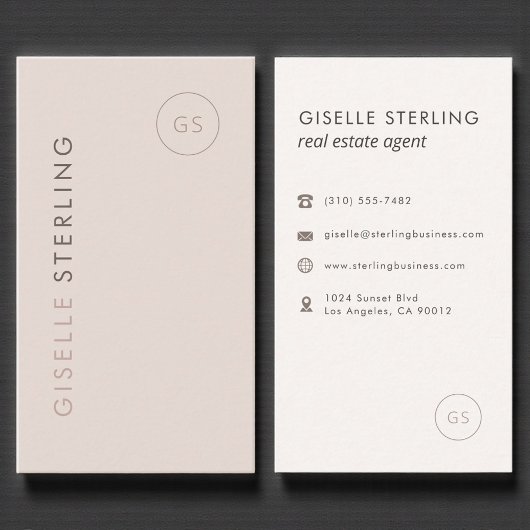 Real Estate Agent Blush Pink Minimalist Modern Visitekaartje