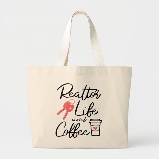Real Estate Agent Broker Coffee Lover Realtor Grote Tote Bag (Voorkant)