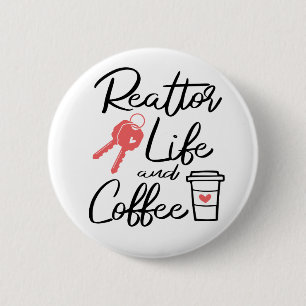 Real Estate Agent Broker Coffee Lover Realtor Ronde Button 5,7 Cm