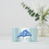Real Estate Agent Broker House Blue Glitter Visitekaartje (Staand voorkant)