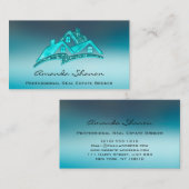 Real Estate Agent Broker House Blue House Visitekaartje (Voorkant / Achterkant)