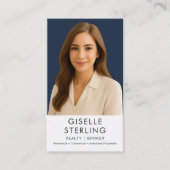 Real Estate Agent Broker Navy Blue Gold  Visitekaartje (Voorkant)