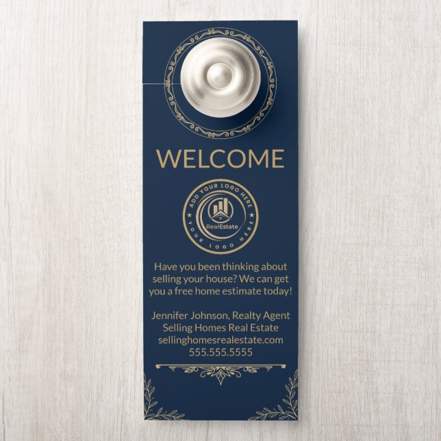 Real Estate Agent | Custom Logo Property Branding Deurhanger (Op knop)