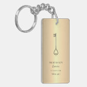 Real Estate Agent Custom Name Gold Key Logo QR Sleutelhanger (Voorkant Links)