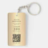 Real Estate Agent Custom Name Gold Key Logo QR Sleutelhanger (achterkant)