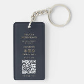 Real Estate Agent Custom Name Gold Key Logo QR Sleutelhanger (achterkant)