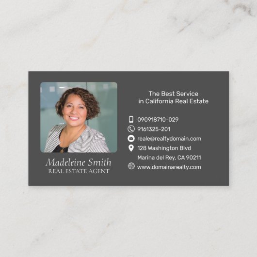 Real Estate Agent Dark Grey Professional Visitekaartje (Voorkant)