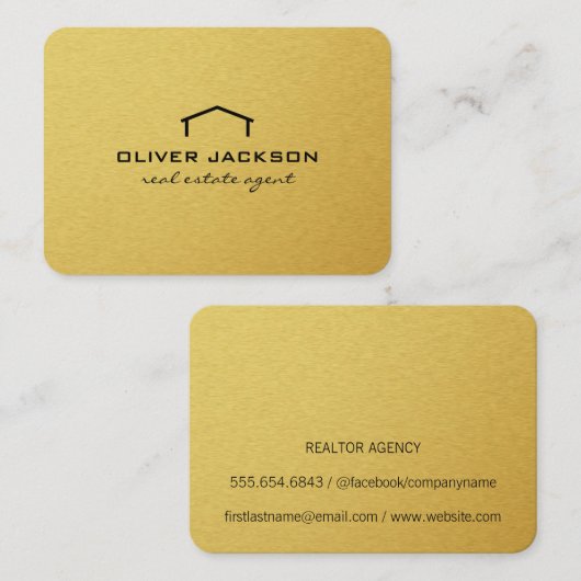 Real Estate Agent Gold Elite Visitekaartje (Voorkant / Achterkant)