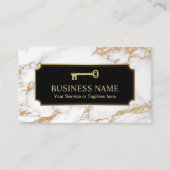 Real Estate Agent Gold Key Logo Moderne marmer Visitekaartje (Voorkant)