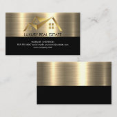 Real Estate Agent | Gold Metallic achtergrond Visitekaartje (Voorkant / Achterkant)