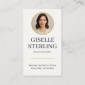 Real Estate Agent Gold & Navy Photo QR Code Modern Visitekaartje (Voorkant)