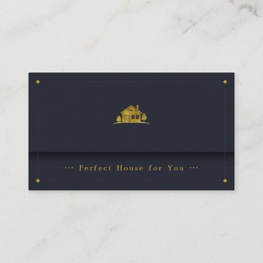 Real Estate Agent | Grafisch Gouden Huis Visitekaartje (Achterkant)