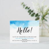 Real Estate Agent HALLO blauwe waterverf Aankondigingskaart (Staand voorkant)