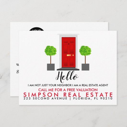 Real Estate Agent HALLO CARD Aankondigingskaart (Voorkant / Achterkant)