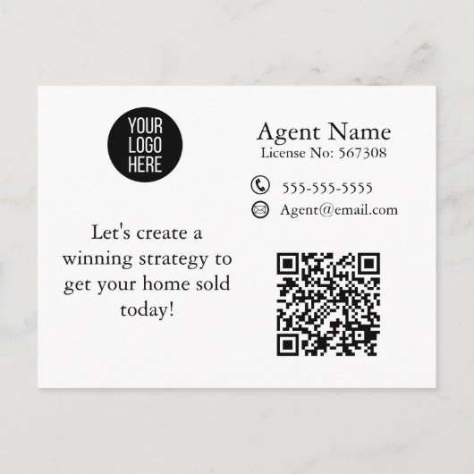 Real Estate Agent HALLO CARD Aankondigingskaart (Achterkant)