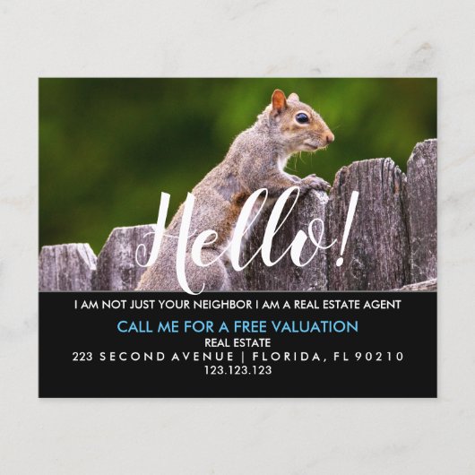 Real Estate Agent HALLO CARD Squirrel Flyer (Voorkant)