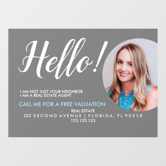 Real Estate Agent HALLO CARD-winkelbord Raamsticker (Vel)