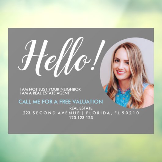 Real Estate Agent HALLO CARD-winkelbord Raamsticker (Vel 3)