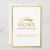 Real Estate Agent Happy Home Anniversary Gold Key Notitiekaartje (Voorkant)
